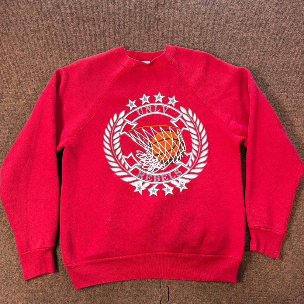 Vintage 70s Discus Athletic UNLV Rebels Sweatshirt Red Basketball Small USA Made